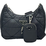 プラダ PRADA パデッド Re-Nylonショルダーバッグ 1BC151 ブラック シルバー金具 キルティングレザー レディース ショルダーバッグ
