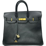 エルメス HERMES オータクロア32 〇Y刻 ブラック ゴールド金具 フィヨルド レディース ハンドバッグ