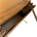 エルメス HERMES ケリー32 外縫い 〇V刻印 ナチュラル ゴールド金具 ボックスカーフ レディース ショルダーバッグ