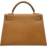 エルメス HERMES ケリー32 外縫い 〇V刻印 ナチュラル ゴールド金具 ボックスカーフ レディース ショルダーバッグ