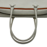 エルメス HERMES プリュム28 □I刻印 ホワイト/オレンジ シルバー金具 エプソン レディース ハンドバッグ