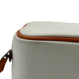 エルメス HERMES プリュム28 □I刻印 ホワイト/オレンジ シルバー金具 エプソン レディース ハンドバッグ
