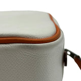 エルメス HERMES プリュム28 □I刻印 ホワイト/オレンジ シルバー金具 エプソン レディース ハンドバッグ