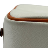 エルメス HERMES プリュム28 □I刻印 ホワイト/オレンジ シルバー金具 エプソン レディース ハンドバッグ