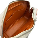 エルメス HERMES プリュム28 □I刻印 ホワイト/オレンジ シルバー金具 エプソン レディース ハンドバッグ