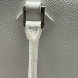 エルメス HERMES プリュム28 □I刻印 ホワイト/オレンジ シルバー金具 エプソン レディース ハンドバッグ