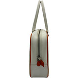 エルメス HERMES プリュム28 □I刻印 ホワイト/オレンジ シルバー金具 エプソン レディース ハンドバッグ