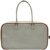 エルメス HERMES プリュム28 □I刻印 ホワイト/オレンジ シルバー金具 エプソン レディース ハンドバッグ