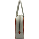 エルメス HERMES プリュム28 □I刻印 ホワイト/オレンジ シルバー金具 エプソン レディース ハンドバッグ