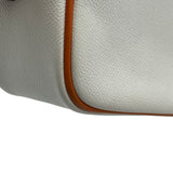 エルメス HERMES プリュム28 □I刻印 ホワイト/オレンジ シルバー金具 エプソン レディース ハンドバッグ