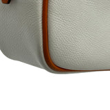 エルメス HERMES プリュム28 □I刻印 ホワイト/オレンジ シルバー金具 エプソン レディース ハンドバッグ