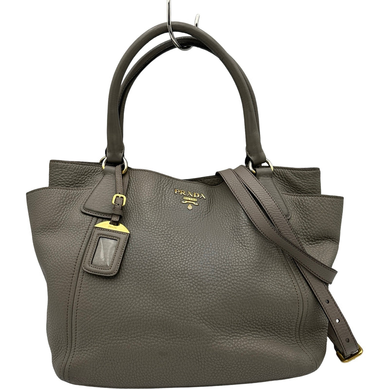 PRADA グレー レザー バッグ 【公式通販】