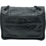 サンローラン SAINT LAURENT ニキチェーンショルダー 548943 ブラック クロコ型押し レディース ショルダーバッグ