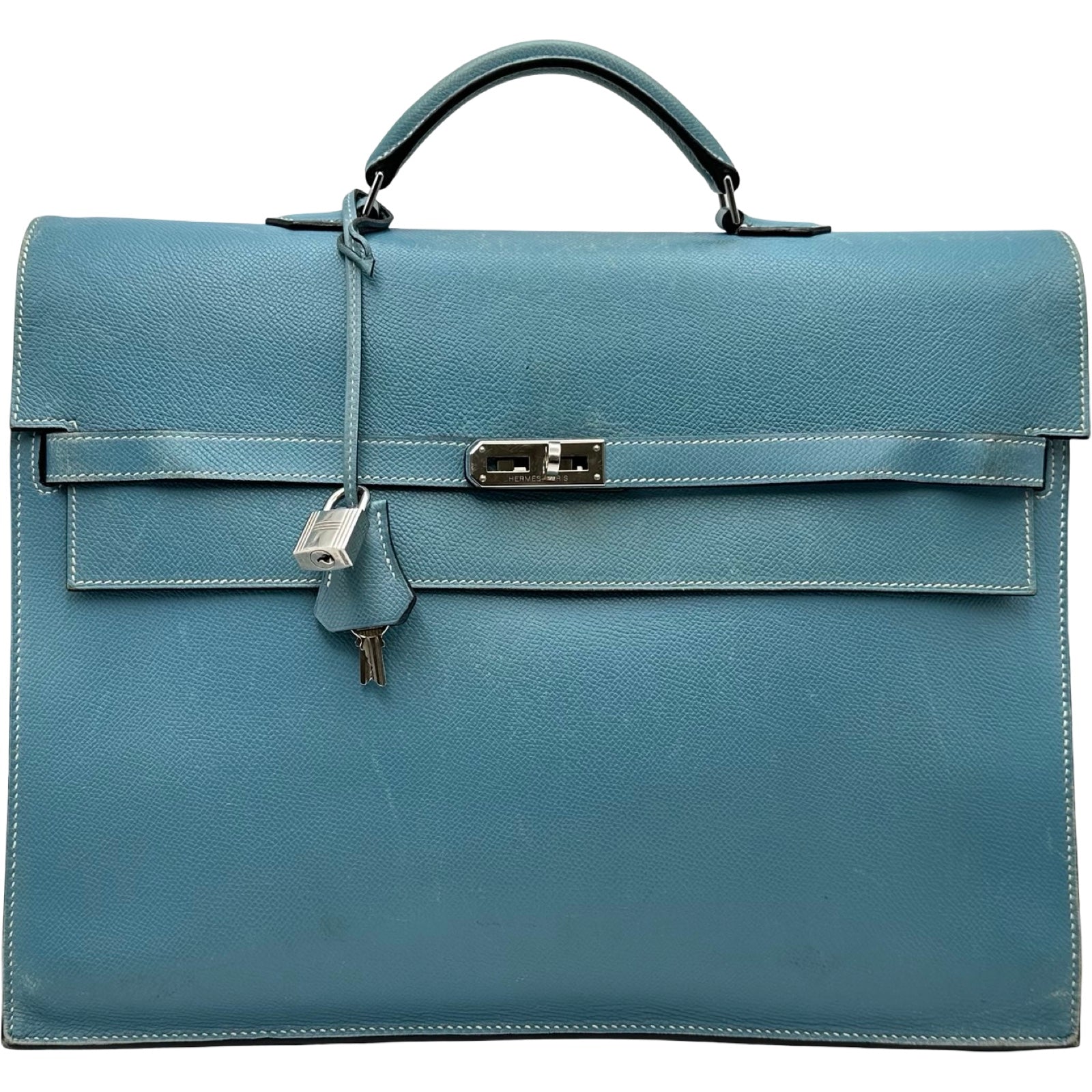 HERMES エルメス ケリーデペッシュ38 ブルージーン シルバー金具　刻印有 エルメス HERMES ケリーデペッシュ38 □J刻 ブルージーン シルバー金具