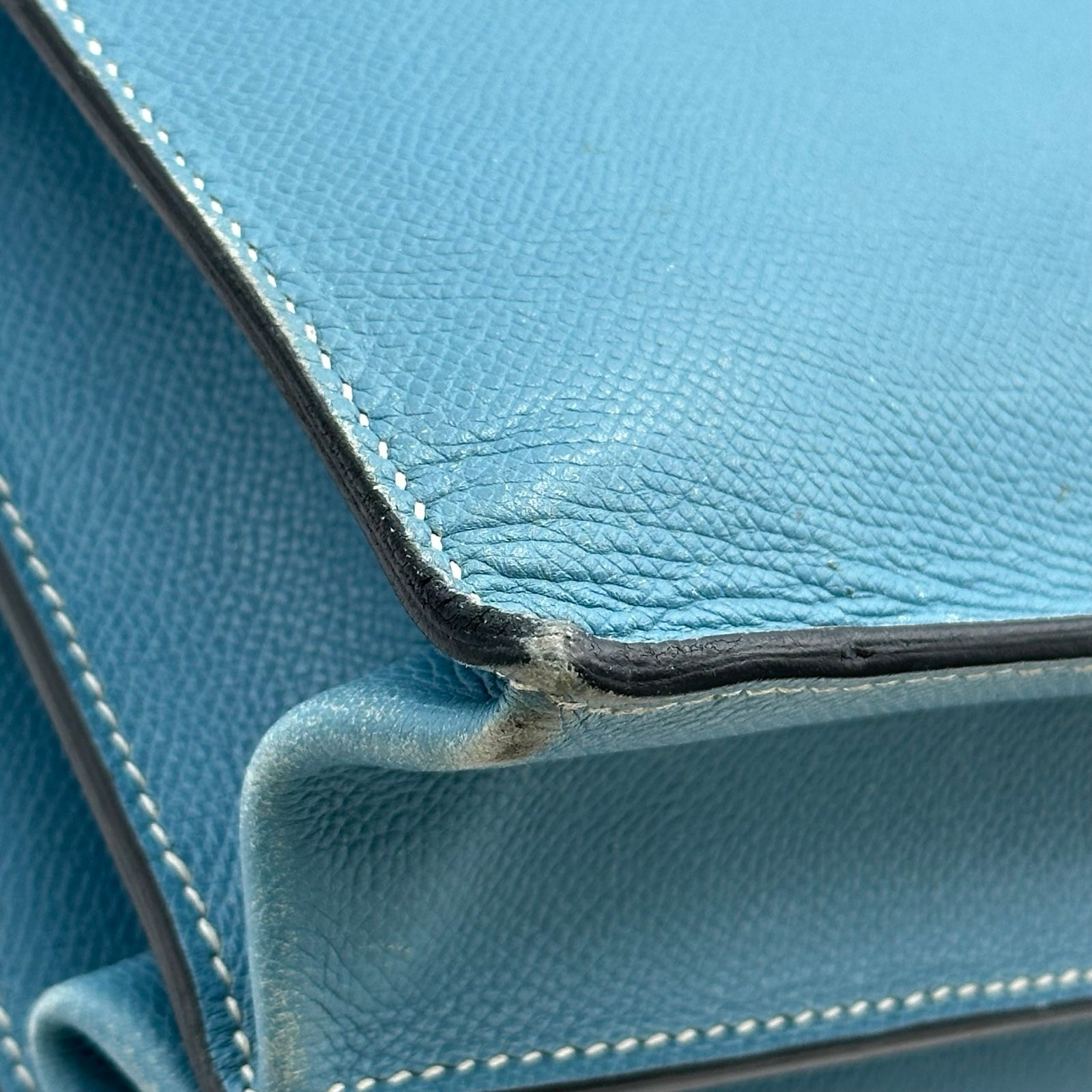 エルメス HERMES ケリーデペッシュ38 □J刻 ブルージーン シルバー金具