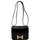 エルメス HERMES コンスタンス3ミニ ミロワール B刻 ブラック ゴールド金具 アリゲーター レディース ショルダーバッグ