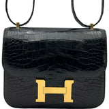 エルメス HERMES コンスタンス3ミニ ミロワール B刻 ブラック ゴールド金具 アリゲーター レディース ショルダーバッグ