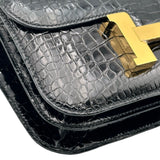 エルメス HERMES コンスタンス3ミニ ミロワール B刻 ブラック ゴールド金具 アリゲーター レディース ショルダーバッグ