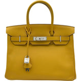 エルメス HERMES バーキン30 □M刻 ソレイユ シルバー金具 エプソン レディース ハンドバッグ