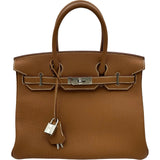 エルメス HERMES バーキン30 W刻印 ゴールド シルバー金具 トゴ レディース ハンドバッグ