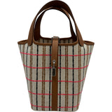 エルメス HERMES ピコタンロックPM クーベルチュール W刻印 ゴールド/ベージュ シルバー金具 トワル レディース ハンドバッグ