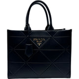 プラダ PRADA シンボル トップステッチ ミディアム 1BA378 ブラック レザー レディース トートバッグ
