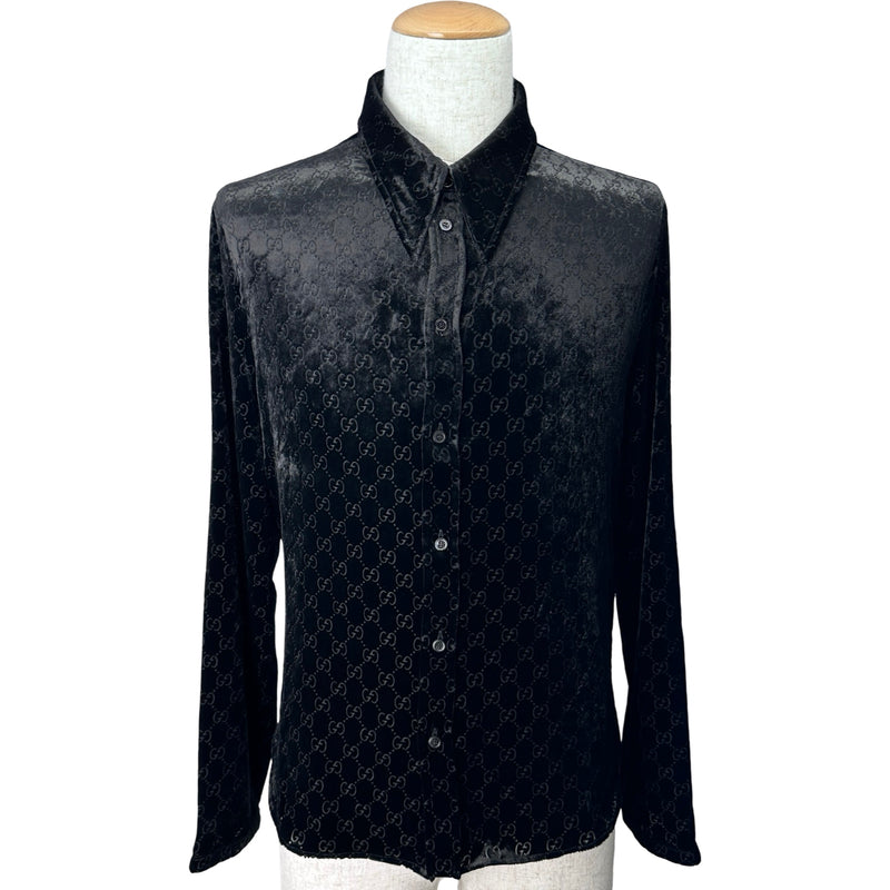 グッチ GUCCI GGストレッチベルベットデヴォレシャツ 860674 ブラック