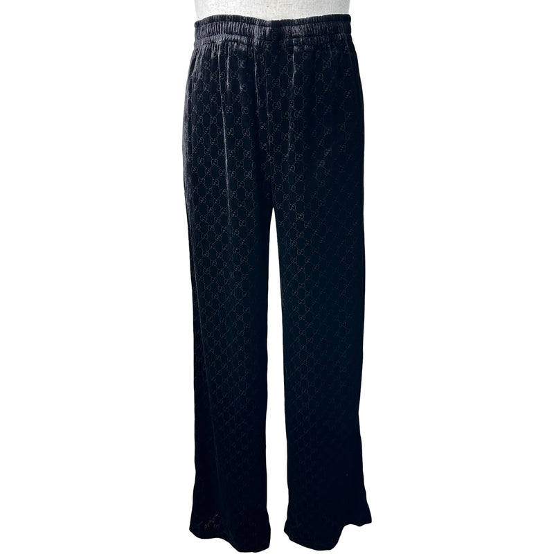 グッチ GUCCI タックパンツ レーヨン100% イタリア製 ブラック L グッチ GUCCI GGストレッチベルベットデヴォレパンツ 864615 ブラック