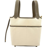 エルメス HERMES ピコタンロックPM カーゴ W刻印 エクリュ/エトゥープ ゴールド金具 トワル スイフト レディース ハンドバッグ