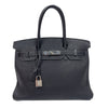 エルメス HERMES バーキン30 □F刻印　(2002年製) ブルーニュイ シルバー金具 フィヨルド ユニセックス ハンドバッグ