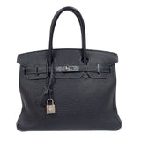 エルメス HERMES バーキン30 □F刻印　(2002年製) ブルーニュイ シルバー金具 フィヨルド ユニセックス ハンドバッグ