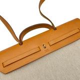 エルメス HERMES エールバッグMM □G刻印 ベージュ/ナチュラル シルバー金具 トワル レザー ユニセックス ハンドバッグ ショルダーバッグ