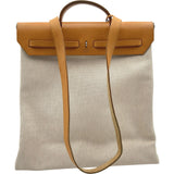 エルメス HERMES エールバッグMM □G刻印 ベージュ/ナチュラル シルバー金具 トワル レザー ユニセックス ハンドバッグ ショルダーバッグ
