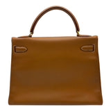エルメス HERMES ケリー32 内縫い 〇X刻 ナチュラル ゴールド金具 ヴァッシュ レディース ショルダーバッグ