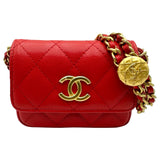 シャネル CHANEL マトラッセ ミニクラッチ AP2857 レッド ソフトキャビアスキン ショルダーバッグ