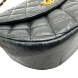 シャネル CHANEL ハーフムーン チェーンフラップバッグ 0番台 ブラック ゴールド金具 ラムスキン レディース ショルダーバッグ