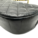 シャネル CHANEL ハーフムーン チェーンフラップバッグ 0番台 ブラック ゴールド金具 ラムスキン レディース ショルダーバッグ
