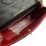 シャネル CHANEL ハーフムーン チェーンフラップバッグ 0番台 ブラック ゴールド金具 ラムスキン レディース ショルダーバッグ