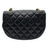 シャネル CHANEL ハーフムーン チェーンフラップバッグ 0番台 ブラック ゴールド金具 ラムスキン レディース ショルダーバッグ