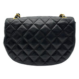 シャネル CHANEL ハーフムーン チェーンフラップバッグ 0番台 ブラック ゴールド金具 ラムスキン レディース ショルダーバッグ