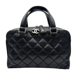 シャネル CHANEL ワイルドステッチ ハンドバッグ ブラック シルバー金具 カーフレザー レディース ハンドバッグ