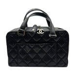 シャネル CHANEL ワイルドステッチ ハンドバッグ ブラック シルバー金具 カーフレザー レディース ハンドバッグ
