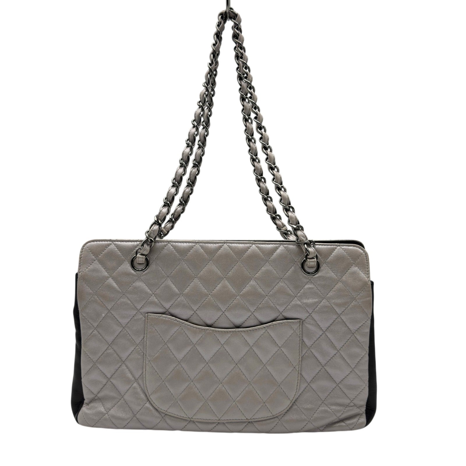 シャネル CHANEL ココマーク チェーントートバッグ シルバー/ブラック