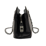 シャネル CHANEL ココマーク チェーントートバッグ シルバー/ブラック シルバー金具 ラムスキン レディース トートバッグ