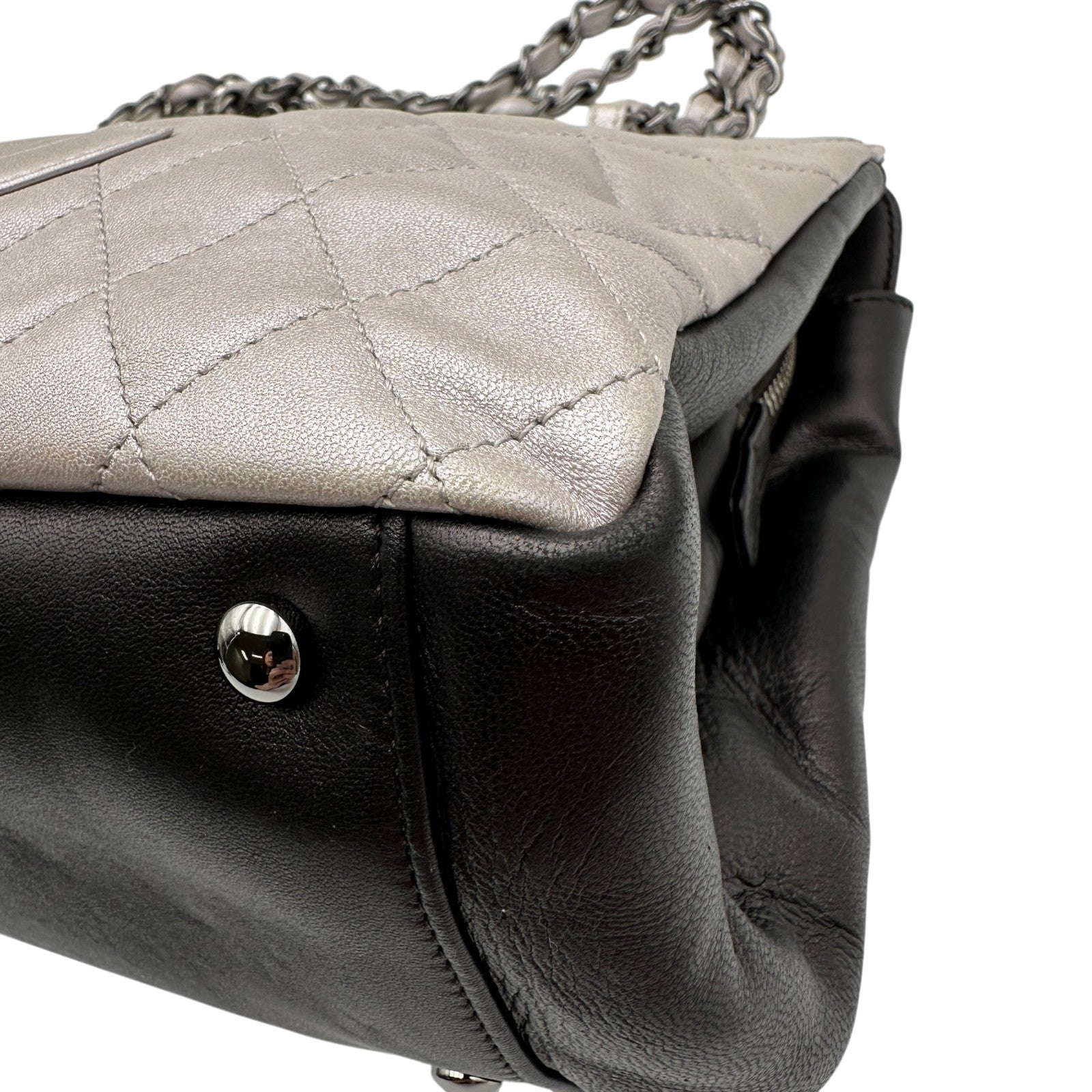 シャネル CHANEL ココマーク チェーントートバッグ シルバー/ブラック