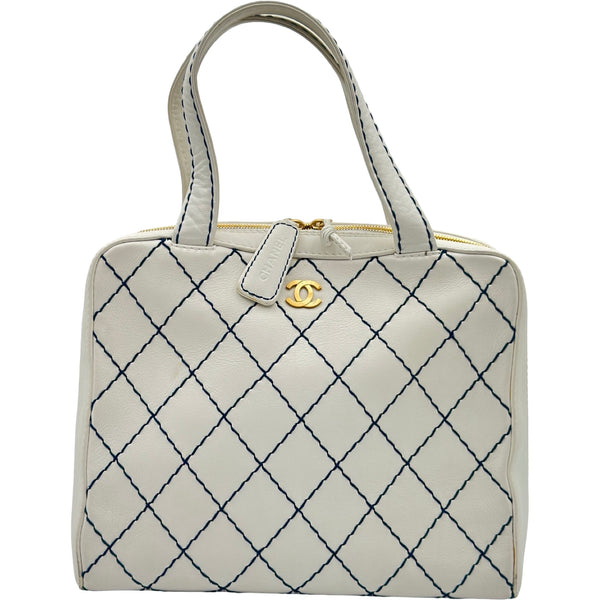CHANEL ワイルドステッチハンドバッグ　美品 シャネル CHANEL ワイルドステッチ ハンドバッグ 6番台 ホワイト