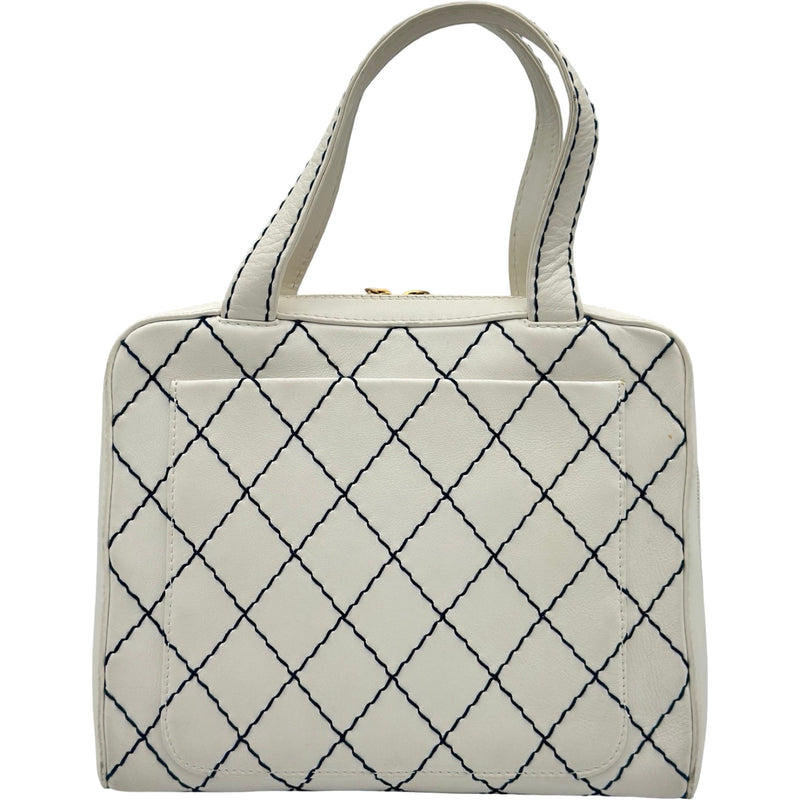 シャネル CHANEL ワイルドステッチ ハンドバッグ 6番台 ホワイト