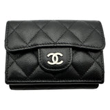 シャネル CHANEL スモールフラップウォレット AP0230 31番台 ブラック シルバー金具 キャビアスキン レディース 三つ折り財布