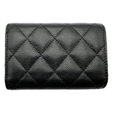 シャネル CHANEL スモールフラップウォレット AP0230 31番台 ブラック シルバー金具 キャビアスキン レディース 三つ折り財布