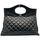シャネル CHANEL CHANEL31 ラージバッグ A57977 28番台 ブラックシルバー 金具 シャイニーラムスキン レディース ハンドバッグ
